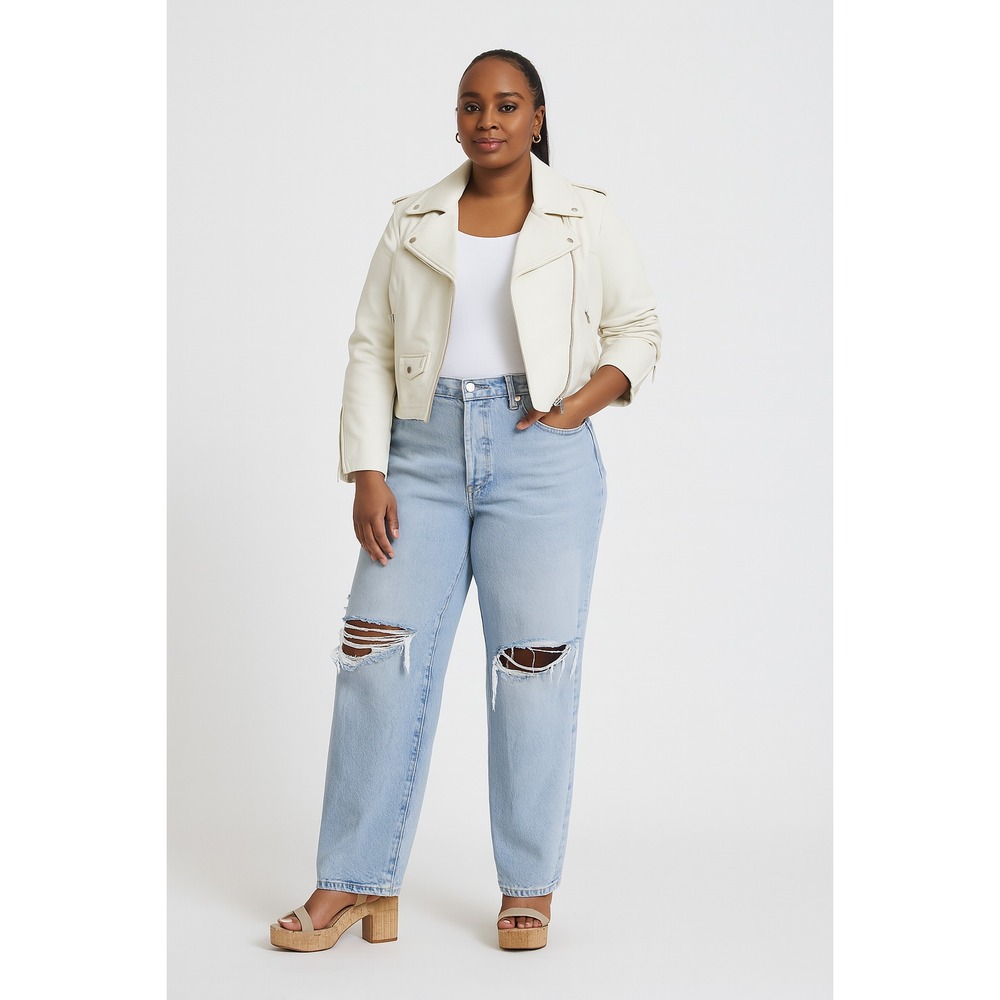 Women's Mid-Rise Destroy Baggy Jeans 4 – Universal Thread 90's Medium Wash Denim